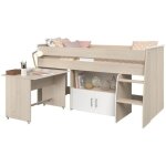 M&s - lit combin enfant zola 90x200 cm - 2 portes - avec bureau - dcor acacia clair et blanc - l 206, ...