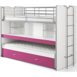 M&s - lits superpos�s 3 couchages 90x200 cm blanc et fuchsia - assia