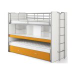 M&s - lits superposés 3 couchages 90x200 cm blanc et orange - assia M&s - lits superposés 3 couchages 90x200 cm blanc et orange - assia