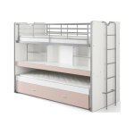 M&s - lits superposés 3 couchages 90x200 cm blanc et rose - assia M&s - lits superposés 3 couchages 90x200 cm blanc et rose - assia