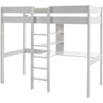 M&s - lit sur�lev� 90x200 cm �chelle centrale et bureau blanc - pino