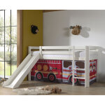 M&s - lit sur�lev� avec toboggan blanc d�cor camion de pompier - pino