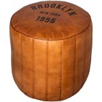 M&s - pouf rond brooklyn new york 42x44 cm en cuir cognac