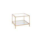 M&s - table basse carr�e 60x45 cm en verre tremp� et m�tal dor�