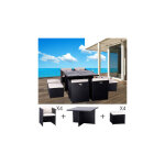M&s - table et fauteuils de jardin encastrables en résine tressée 8 places kubo noir M&s - table et fauteuils de jardin encastrables en résine tressée 8 places kubo noir