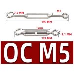 M5 tendeur cable acier inoxydable, lot de 6 tendeur de fil crochet et ?illet r�glable heavy duty tension ...