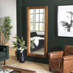 Macabane - sixtine - miroir rectangulaire marron 180x80cm bois teck