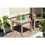 Macabane - hector - table d'appoint de jardin carrée béton 53x53 cm et pieds en bois acacia Macabane - hector - table d'appoint de jardin carrée béton 53x53 cm et pieds en bois acacia