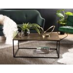 Macabane - johan - table basse rectangulaire 98x57cm aluminium dor� pieds noirs