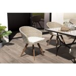 Macabane - vick - chaise de jardin en rotin synthétique couleur naturelle avec coussin écru pieds en ... Macabane - vick - chaise de jardin en rotin synthétique couleur naturelle avec coussin écru pieds en ...