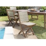 Vick - ensemble de 2 chaises de jardin pliantes en bois acacia et rotin synthtique