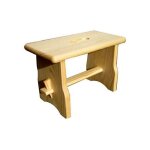Tabouret bas en bois de pin 16x30 ? trou central pour transport ? bords arrondis ? hauteur 20cm