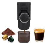 Machine � caf� portable, petite machine � caf� de voyage 2 en 1 pour caf� moulu et capsules, fonctionnement ...