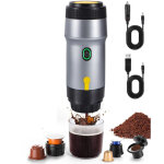 Machine � expresso portable 3 en 1, auto - chauffante, pour capsules et caf� moulu, pour les voyages, ...