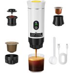 Machine � expresso portable, 3 - en - 1 cafeti�re � capsules et moulu avec batterie, compatible dosettes ...