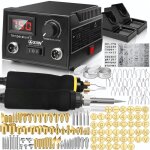 Machine  pyrographie, 100 w, 165 pices, brleur  bois avec 2 stylos et 5 pointes mtalliques, station ...