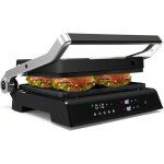 Machine � sandwich 1200w plaques 2 face antiadh�sives, temp�rature contr�le ind�pendant bac d'�gouttement ...