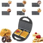 Machine à sandwich 6 en 1 avec plaques interchangeables allant au lave - vaisselle, gaufrier avec 6 paires ... Machine à sandwich 6 en 1 avec plaques interchangeables allant au lave - vaisselle, gaufrier avec 6 paires ...