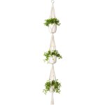 Macram� plant hanger 3 tier int�rieur ext�rieur panier � planter suspendu corde de coton with beads 177cm ...