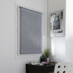 Madecostore - store enrouleur jour nuit duo voile sans percer - gris - l46 x h150cm