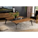 Maxence - table basse carrée 120x120cm bois teck recyclé et pieds noir Maxence - table basse carrée 120x120cm bois teck recyclé et pieds noir
