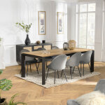 Macabane - maxence - table à manger rectangulaire extensible 220 / 320cm bois teck recyclé pieds métal ... Macabane - maxence - table à manger rectangulaire extensible 220 / 320cm bois teck recyclé pieds métal ...