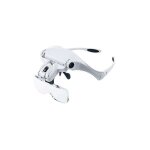 Magnifying glasses with hands - free light lupen headband with 2 led lights for leisure reading 5 interchangea ...