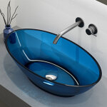 Mai & mai vasque � poser ovale bleu lavabo de r�sine transparente �vier salle de bain lave mains sans ...