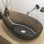 Mai & mai vasque � poser ovale gris lavabo de r�sine transparente �vier salle de bain lave mains sans ...