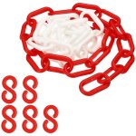 Maillons de chane en plastique rouge et blanc, 100 cm, 6 mm, pour barrires, parkings, cltures, portails ...