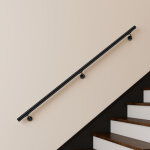 Main courante inox 304 pour int�rieur et ext�rieur - couleur noir - en 200cm - fixation murale incluse ...
