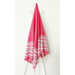 La maison d'amelie - fouta 100x200 fuchsia, bleu, gris et blanc - 100% coton - franges
