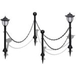 Maison exclusive - cl�ture � cha�ne avec deux lampes solaires led et deux piquets