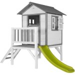 Maison enfant beach lodge xl en blanc avec toboggan en vert clair maison de jeux en bois ffc pour les ...