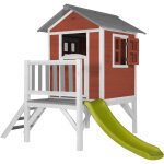 Maison enfant beach lodge xl en rouge avec toboggan en vert clair maison de jeux en bois ffc pour les ...