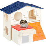 Maison de hamster en bois, 2 étages, pour rongeurs, souris, petite cabane, hlp: 15 x 17 x 16, 5 cm, coloré ... Maison de hamster en bois, 2 étages, pour rongeurs, souris, petite cabane, hlp: 15 x 17 x 16, 5 cm, coloré ...