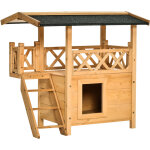 Maison lodge - niche villa avec terrasse, escalier, toit pour chien chat - dim. 77l x 50l x 73h cm - ... Maison lodge - niche villa avec terrasse, escalier, toit pour chien chat - dim. 77l x 50l x 73h cm - ...