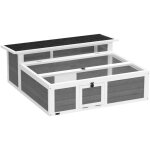 Maison tortue terrestre - pawhut - 2 zones double toit ouvrant bitum� et grillag�, fen�tre - bois - 113x106, ...