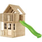 Tp toys - maisonnette cabane loft avec toboggan bois fsc