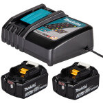 Makita pack de 2 batteries li - ion 18v 3ah bl1830b + chargeur simple dc18rc