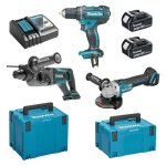 Makita - pack 3 outils dlx3078mj (ddf482 + dga504 + dhr241) 18v li - ion (3x4ah) Makita - pack 3 outils dlx3078mj (ddf482 + dga504 + dhr241) 18v li - ion (3x4ah)