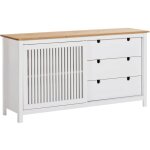 Malia - buffet bas 3 tiroirs 1 porte bois ciré et blanc Malia - buffet bas 3 tiroirs 1 porte bois ciré et blanc
