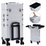 Arebos - 4 en1 valise de maquillage xl valise de pilote valise de coiffeur argent
