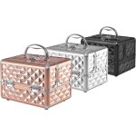 Mallette � maquillage avec miroir et s�parateurs r�glables 2 plateaux, bo�te � cosm�tiques portable pour ...