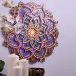 [jamais utilis�] mandala yoga room night light, mandala applique murale multicouche d�coup�e au laser ...