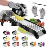 Mandoline cuisine professionnelle en inox avec lame v et fonction julienne pour coupe l�gumes multifonction ...