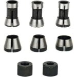 Mandrin de fraisage ? jeu de 6, pince de serrage affleurante (6 mm, 6, 35 mm, 8 mm), pince de toupie, ...