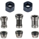 Jalleria - mandrin de fraiseuse - lot de 8, collet mandrin affleureuse (6 mm, 6. 35 mm, 8 mm), pince ...