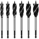 Mandrin de perceuse 6pcs forets � tari�re, ensemble de forets � bois � quatre fentes en acier � haute ...