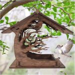 Mangeoire oiseaux exterieur en bois, mangeoire � oiseaux, distributeur suspendu imperm�able d?ext�rieur ...